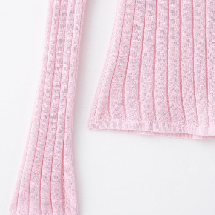 Damer elegant stickad blus med fin ribbstruktur Mirla-Eva Jonsson