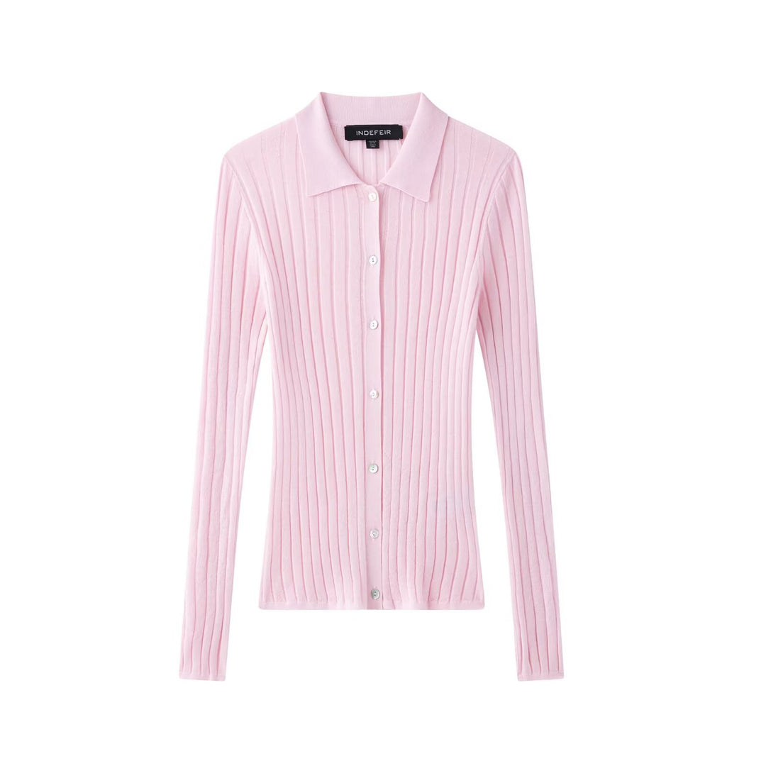 Damer elegant stickad blus med fin ribbstruktur Mirla-Eva Jonsson