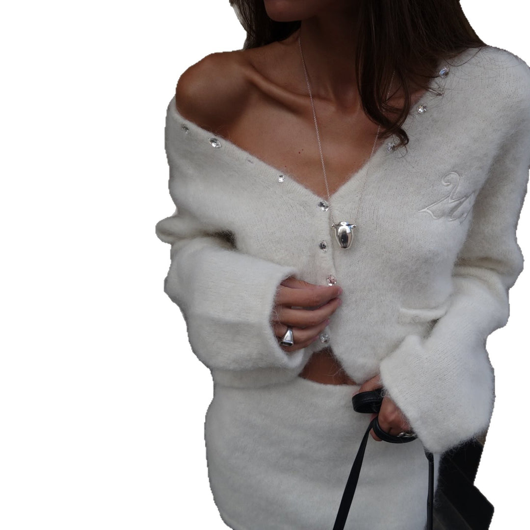 Damer elegant stickad cardigan med cropped design Mirla-Eva Jonsson