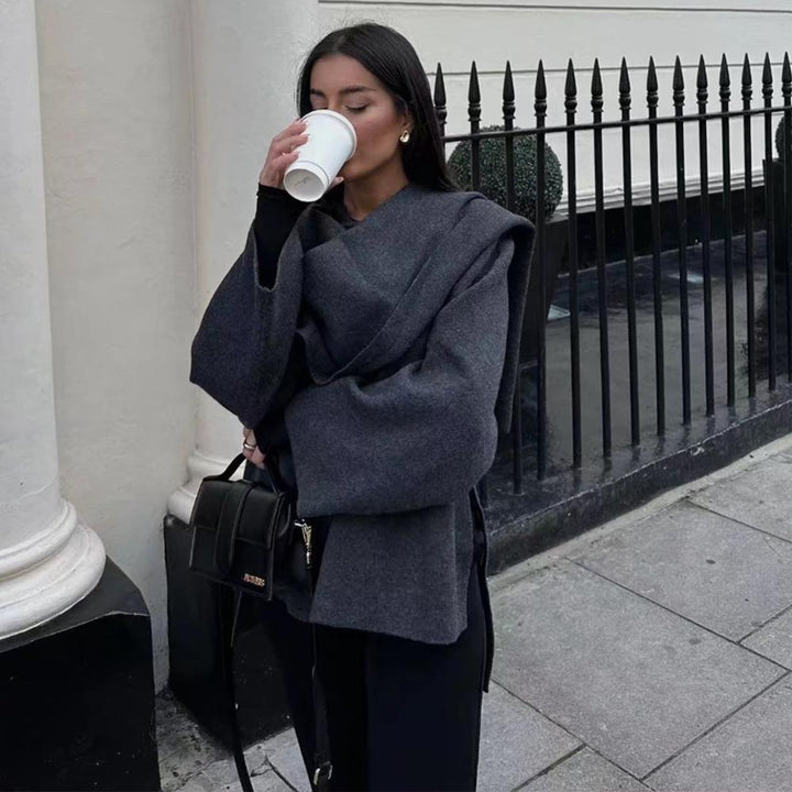 Damer elegant stickad jacka med asymmetrisk skärning och högkvalitativt material Eva Jonsson-Eva Jonsson