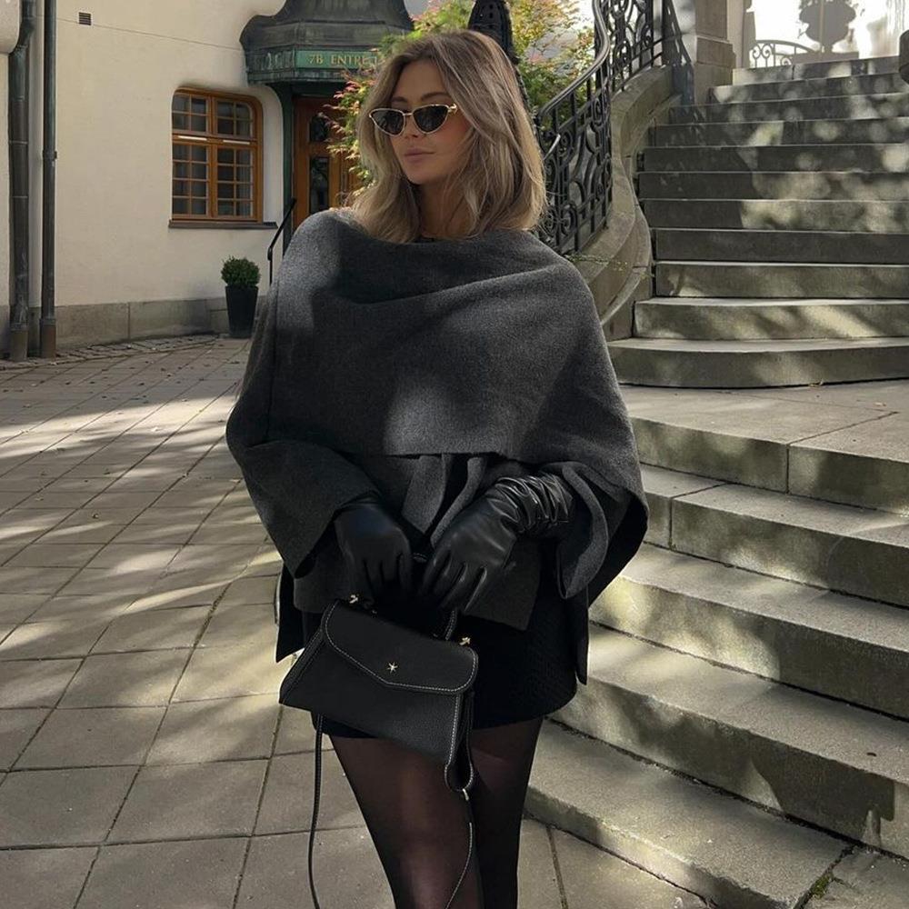 Damer elegant stickad jacka med asymmetrisk skärning och högkvalitativt material Eva Jonsson-Eva Jonsson