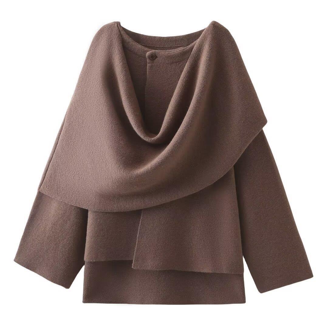 Damer elegant stickad jacka med asymmetrisk skärning och högkvalitativt material Eva Jonsson-Eva Jonsson