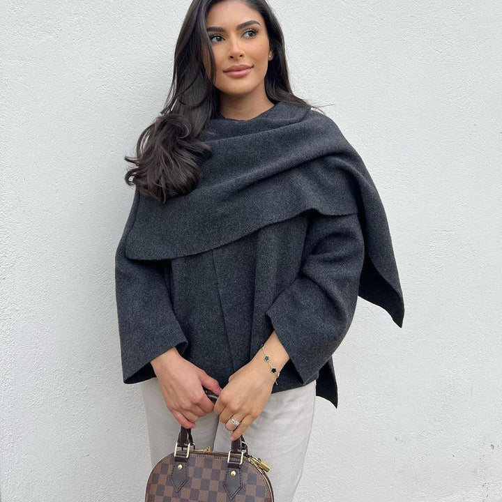 Damer elegant stickad jacka med asymmetrisk skärning och högkvalitativt material Eva Jonsson-Eva Jonsson