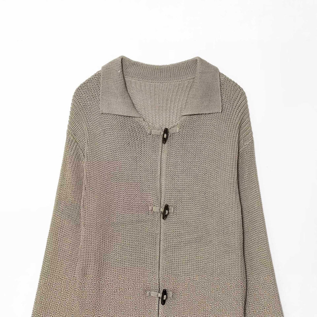 Damer elegant stickad jacka med kvart-krage och knapppdetaljer Mirla-Eva Jonsson
