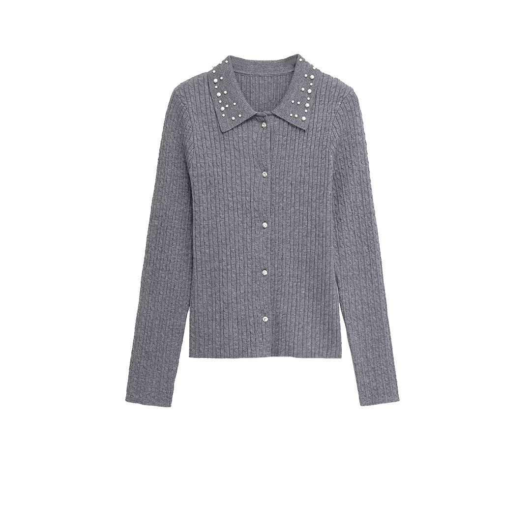 Damer elegant stickad jacka med smyckekrage Mirla-Eva Jonsson
