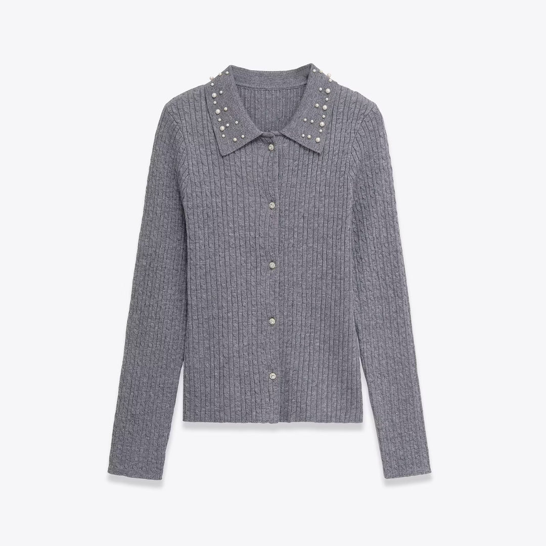 Damer elegant stickad jacka med smyckekrage Mirla-Eva Jonsson