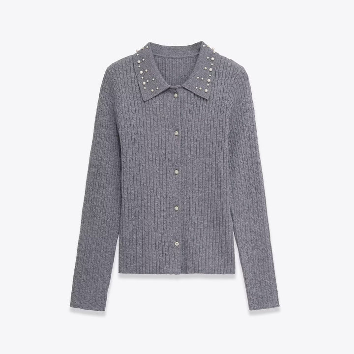 Damer elegant stickad jacka med smyckekrage Mirla-Eva Jonsson