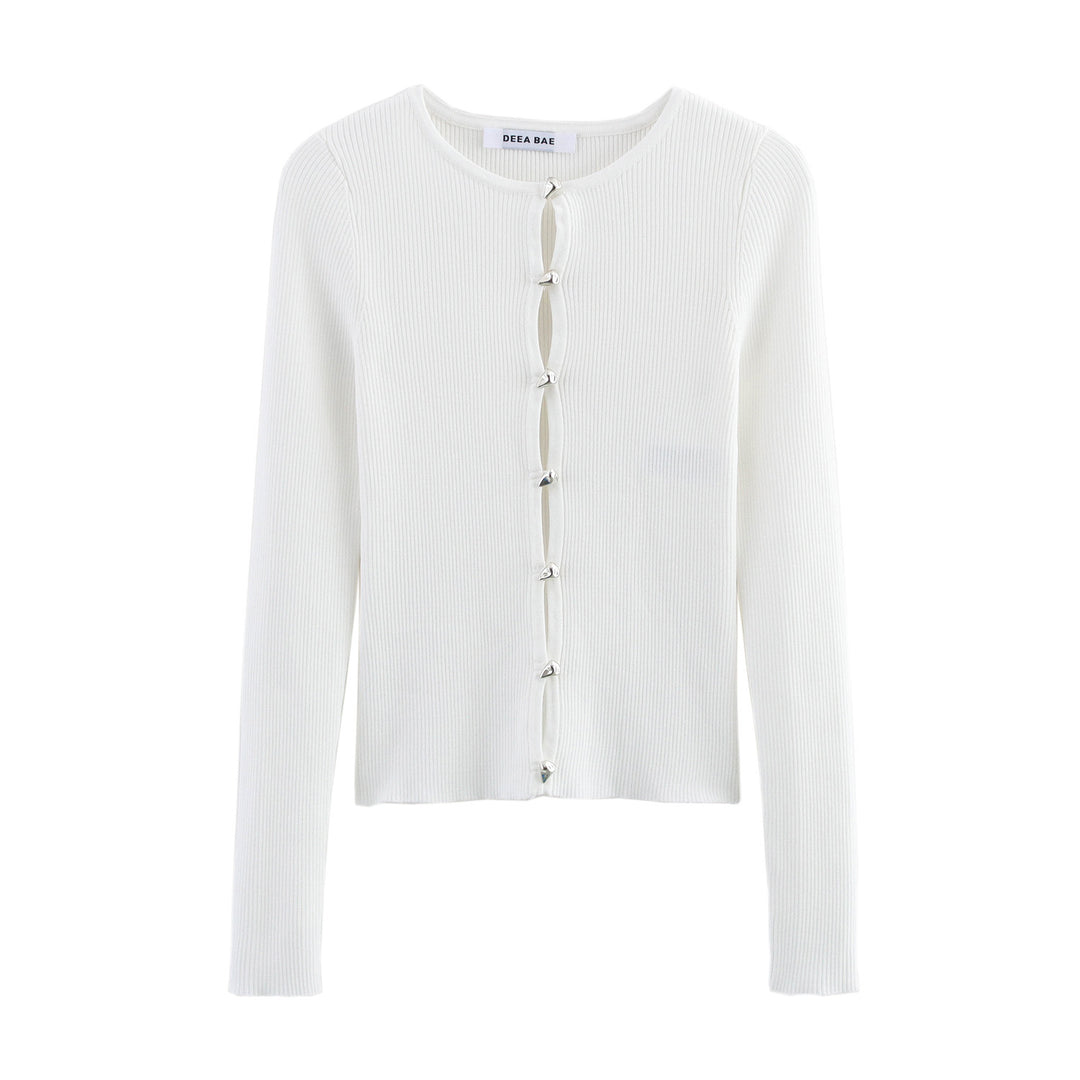 Damer elegant stickad jacka med trendiga knappar detaljer Mirla-Eva Jonsson
