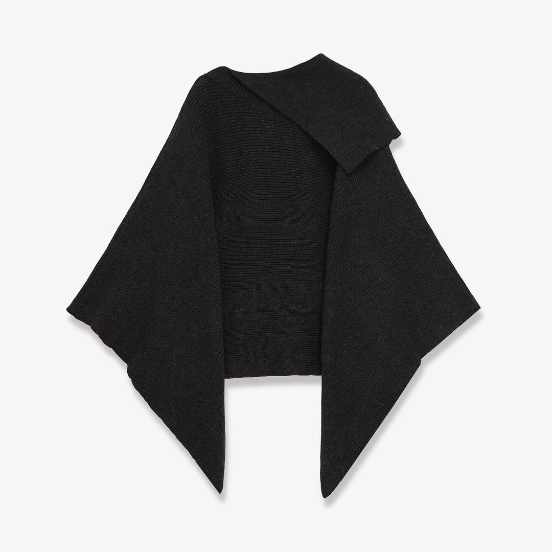 Damer elegant stickad poncho med asymmetrisk skärning Mirla-Eva Jonsson