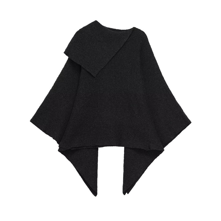 Damer elegant stickad poncho med asymmetrisk skärning Mirla-Eva Jonsson