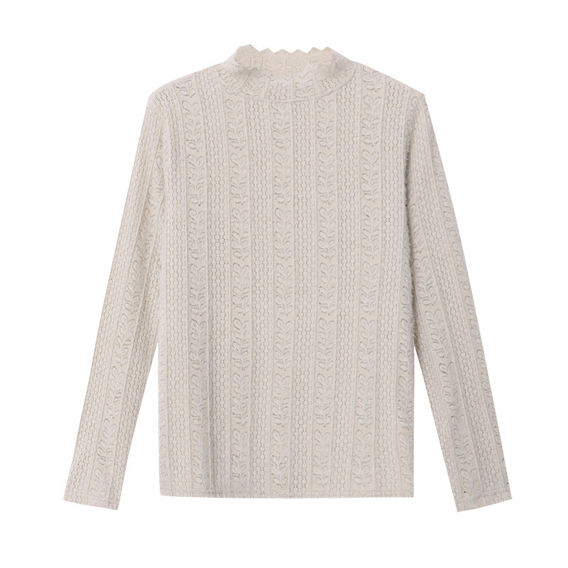 Damer elegant stickad topp med rufsig nederkant Mirla-Eva Jonsson