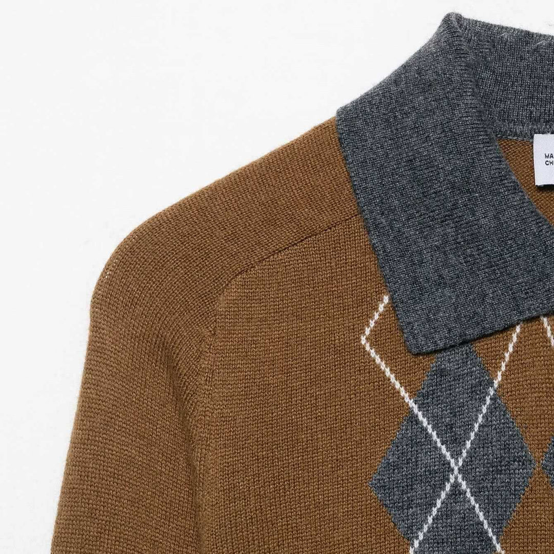 Damer elegant stickad tröja med klassiskt rutsmönster Mirla-Eva Jonsson