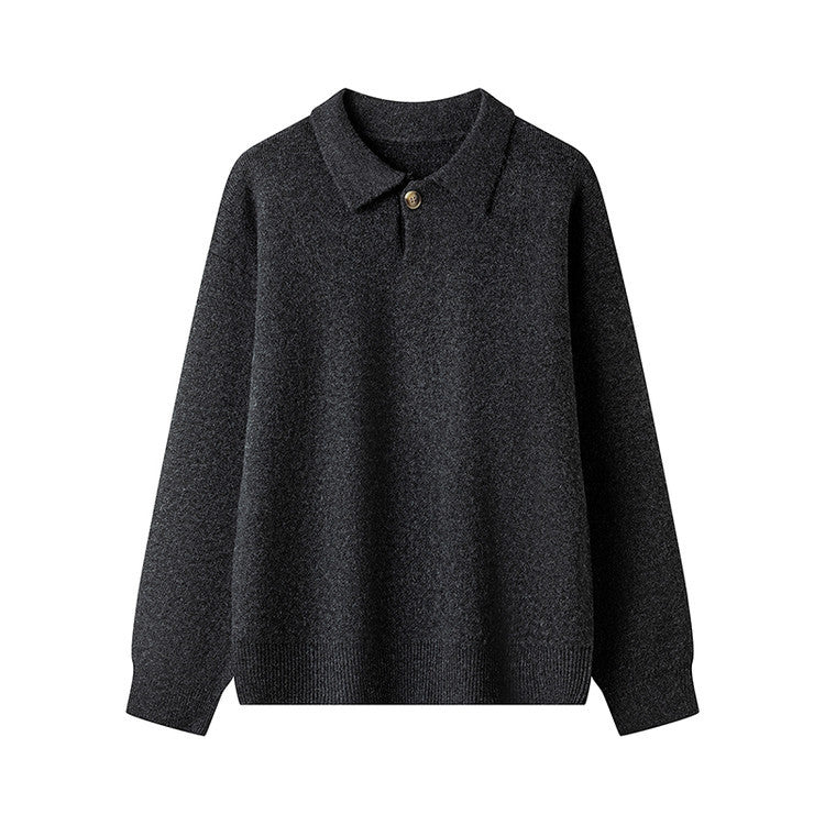 Damer elegant stickad tröja med polo-krage och knäppning Eva Jonsson-Eva Jonsson