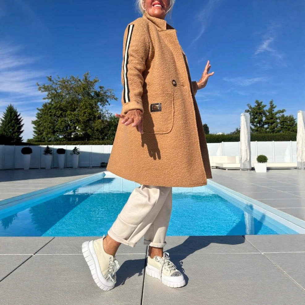 Damer elegant teddyjacka med två fickor och sportiga ränder Mirla-Eva Jonsson
