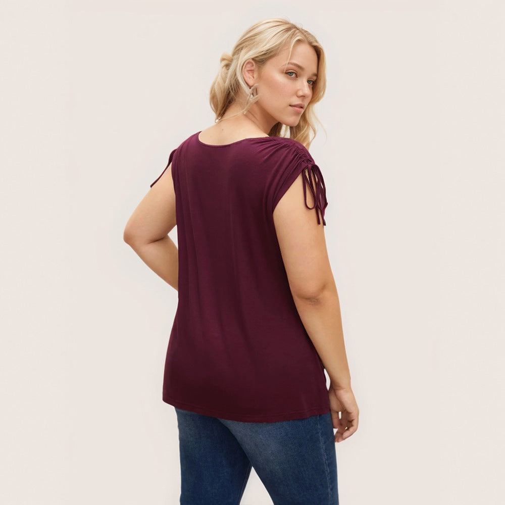 Damer elegant topp med avslappnad drapering och sidoband Mirla-Eva Jonsson