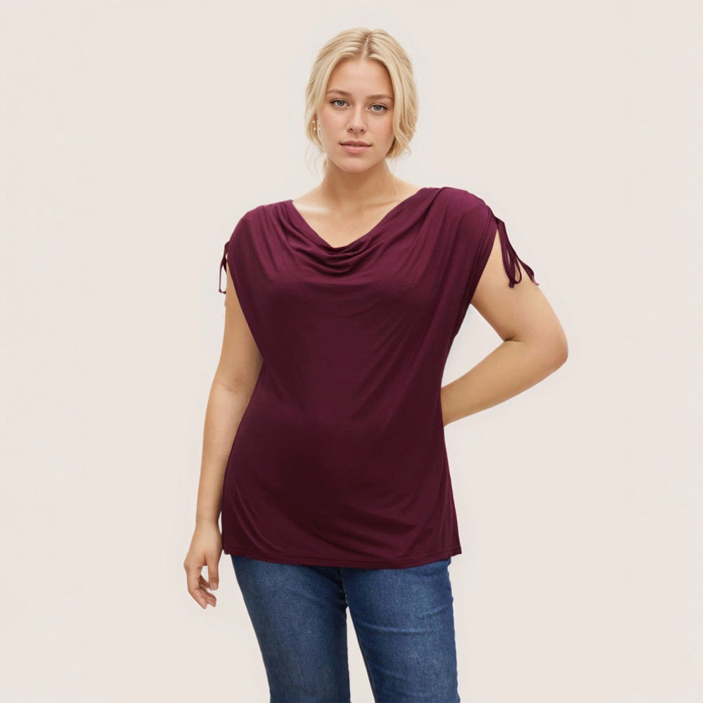 Damer elegant topp med avslappnad drapering och sidoband Mirla-Eva Jonsson