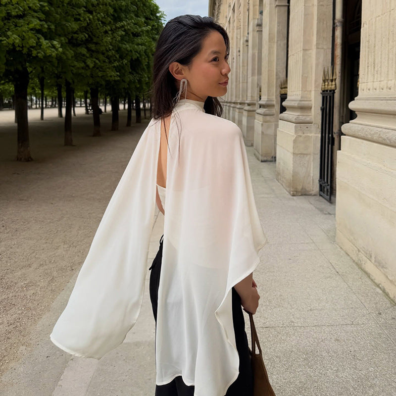 Damer elegant topp med transparenta vingar-ärmar Mirla-Eva Jonsson