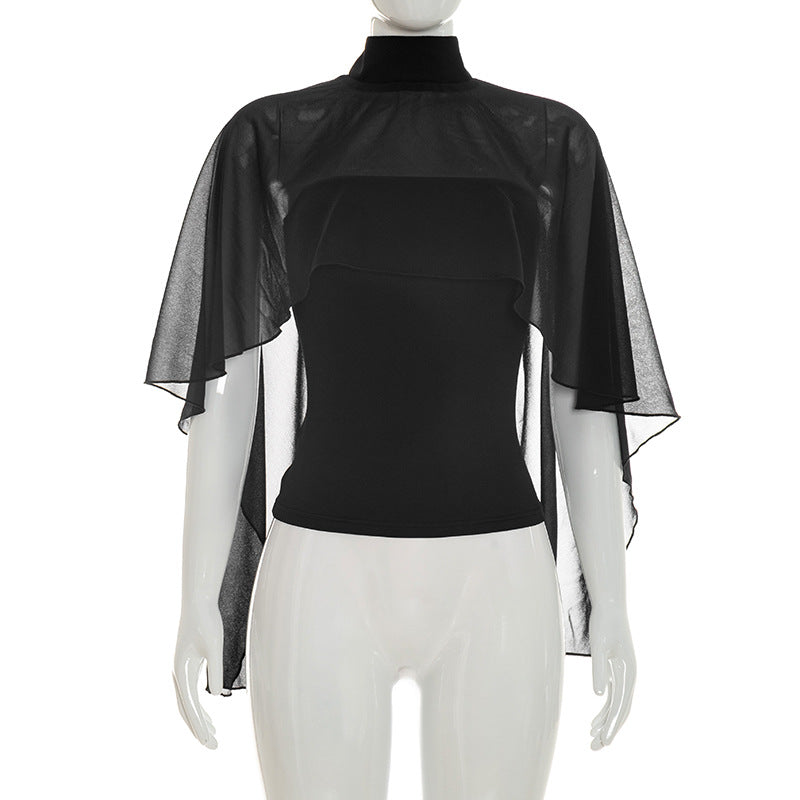 Damer elegant topp med transparenta vingar-ärmar Mirla-Eva Jonsson