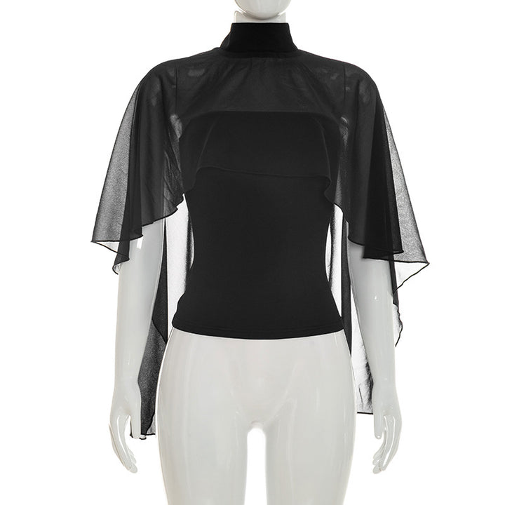 Damer elegant topp med transparenta vingar-ärmar Mirla-Eva Jonsson