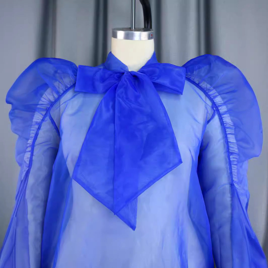 Damer elegant topp med voluminösa volangärmar Mirla-Eva Jonsson