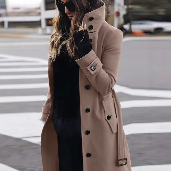 Damer elegant trench coat med högt krage Eva Jonsson-Eva Jonsson