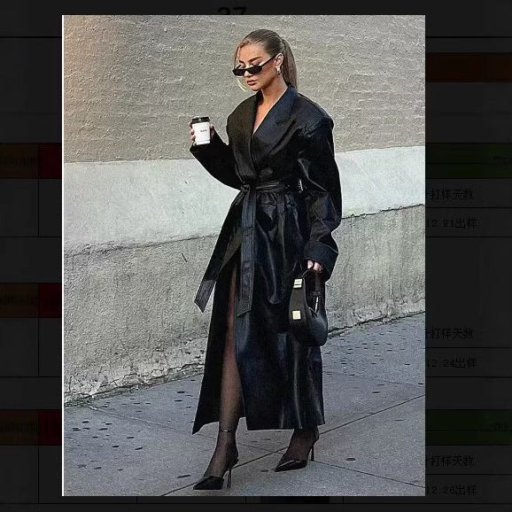 Damer elegant trenchcoat i konstläder Mirla-Eva Jonsson