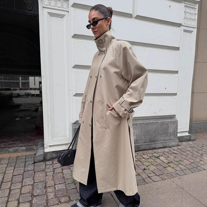 Damer elegant trenchcoat jacka med hög krage Mirla-Eva Jonsson