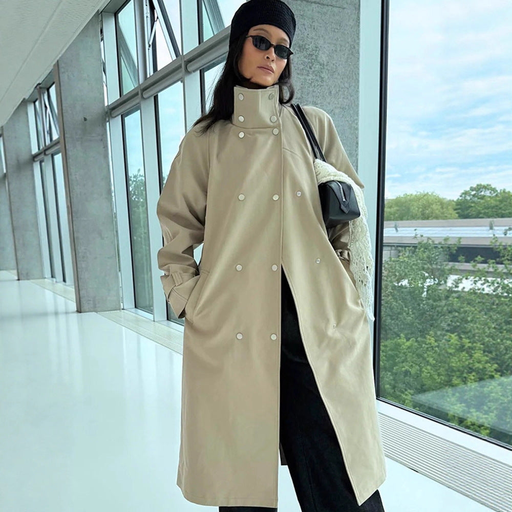 Damer elegant trenchcoat jacka med hög krage Mirla-Eva Jonsson