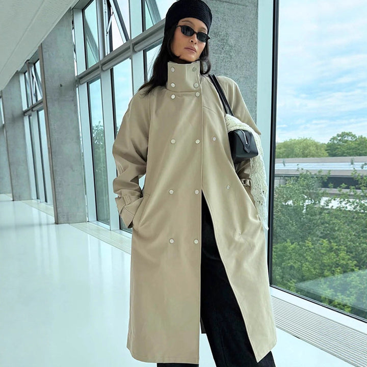 Damer elegant trenchcoat jacka med hög krage Mirla-Eva Jonsson