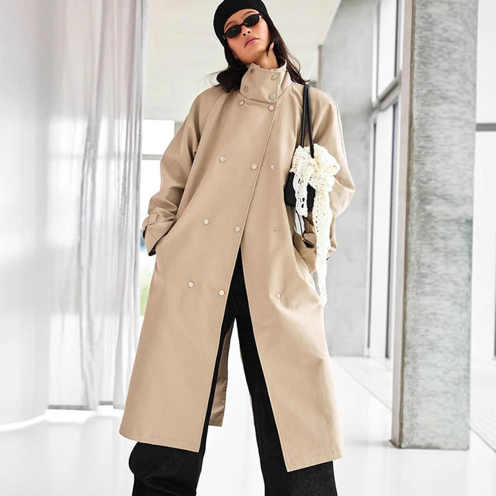 Damer elegant trenchcoat jacka med hög krage Mirla-Eva Jonsson