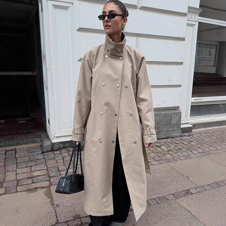 Damer elegant trenchcoat jacka med hög krage Mirla-Eva Jonsson