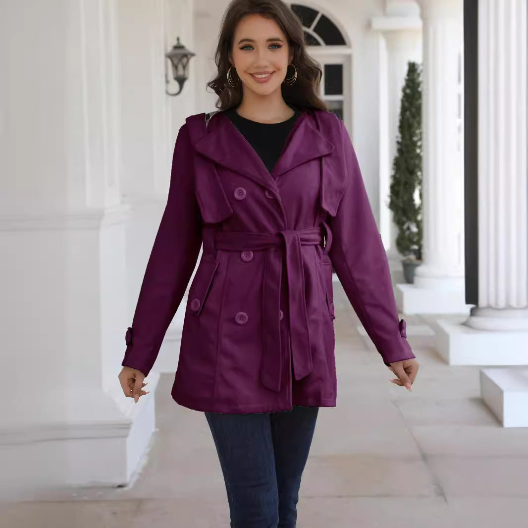 Damer elegant trenchcoat med bälte och dubbelt knäppta detaljer Mirla-Eva Jonsson