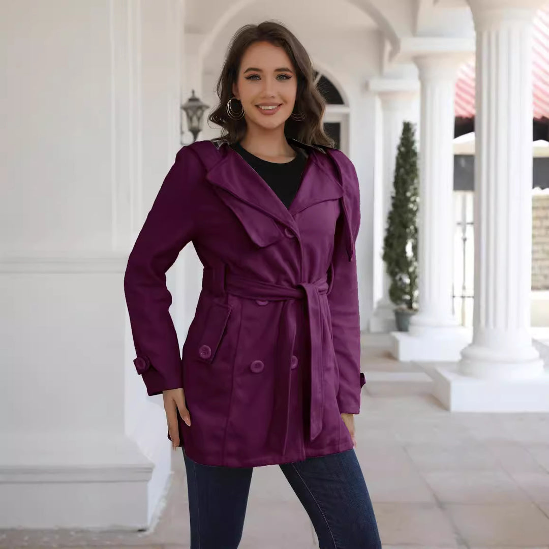 Damer elegant trenchcoat med bälte och dubbelt knäppta detaljer Mirla-Eva Jonsson