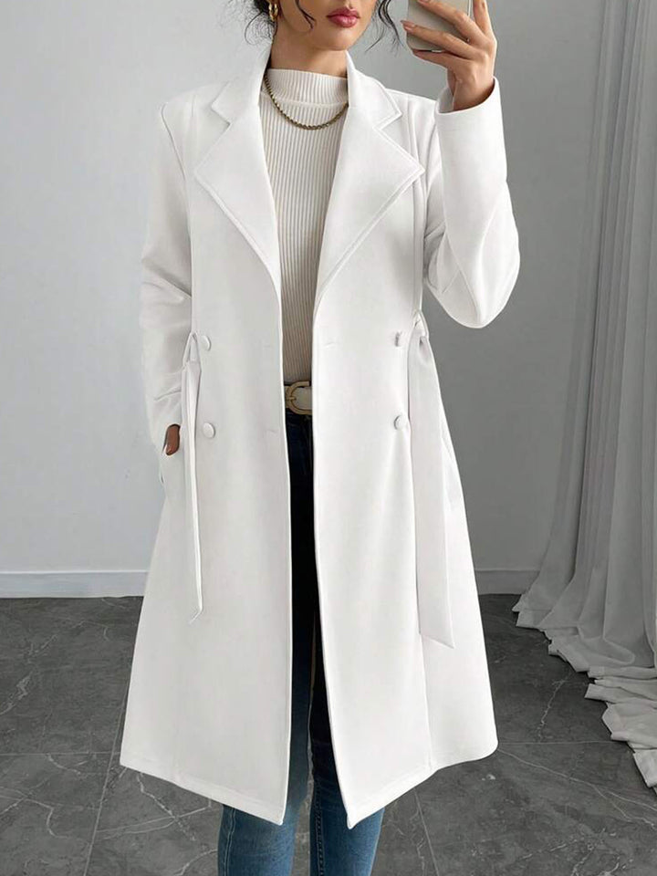 Damer elegant trenchcoat med dubbel knappslå och midjebälte Mirla-Eva Jonsson