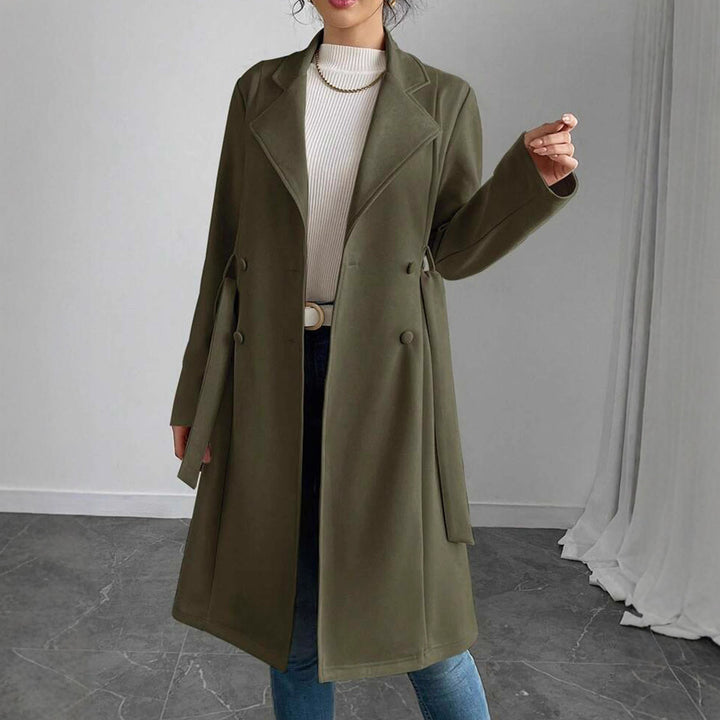 Damer elegant trenchcoat med dubbel knappslå och midjebälte Mirla-Eva Jonsson