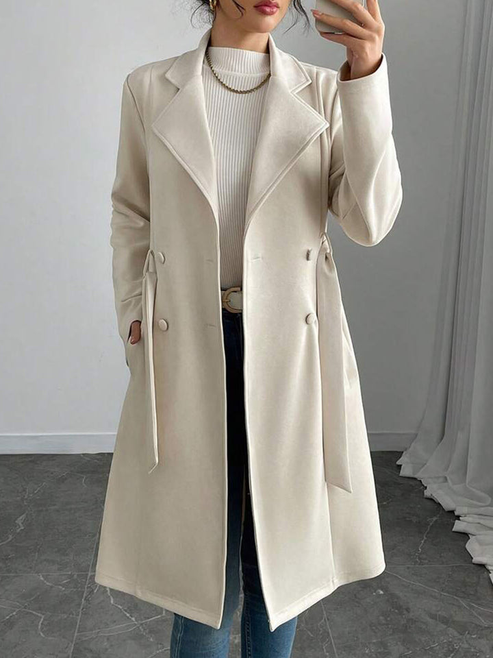 Damer elegant trenchcoat med dubbel knappslå och midjebälte Mirla-Eva Jonsson