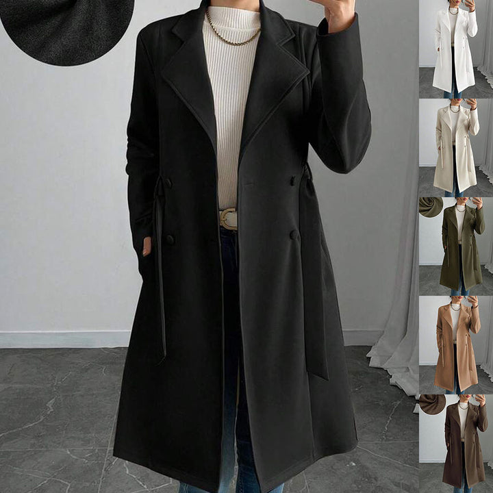 Damer elegant trenchcoat med dubbel knappslå och midjebälte Mirla-Eva Jonsson