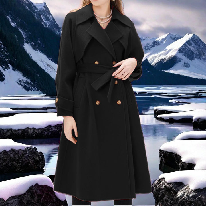 Damer elegant trenchcoat med dubbelknäppning och figursydd skärning Mirla-Eva Jonsson