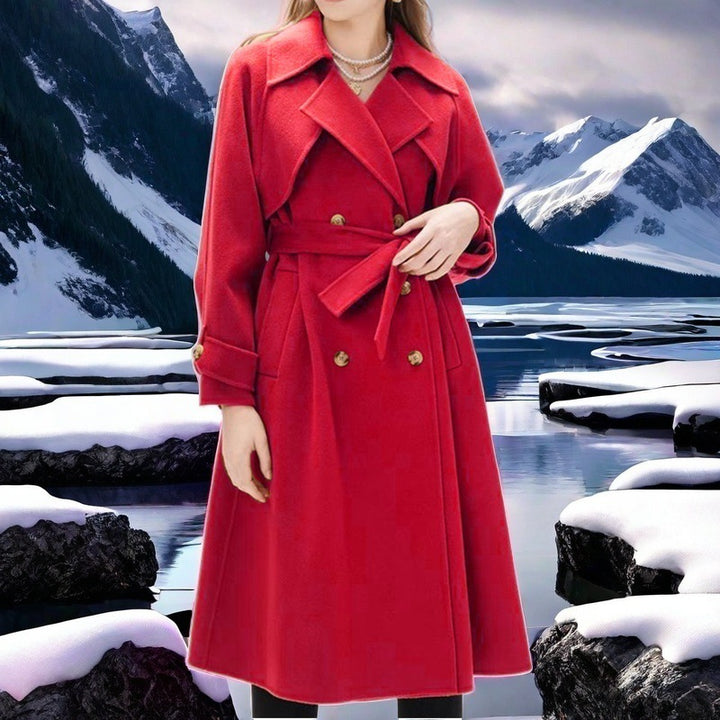Damer elegant trenchcoat med dubbelknäppning och figursydd skärning Mirla-Eva Jonsson