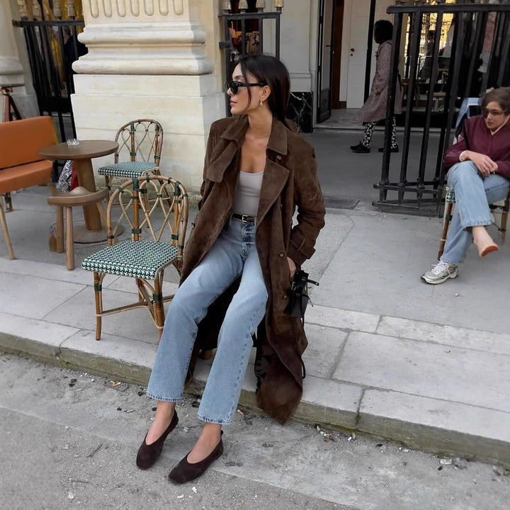 Damer elegant trenchcoat med fodrad krage och praktiska fickor Eva Jonsson-Eva Jonsson