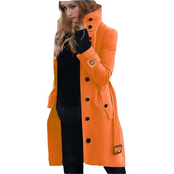 Damer elegant trenchcoat med hög krage och dubbelknäppt Mirla-Eva Jonsson