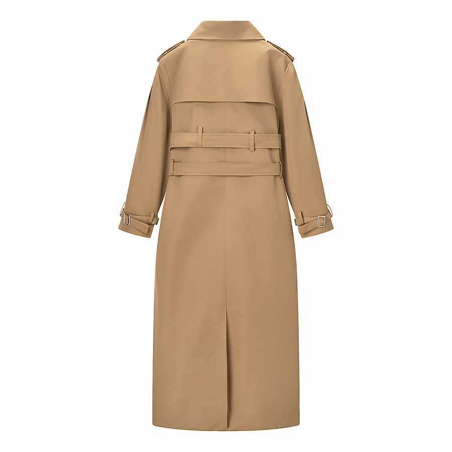 Damer elegant trenchcoat med midjeband och knappräkningsdetaljer Mirla-Eva Jonsson