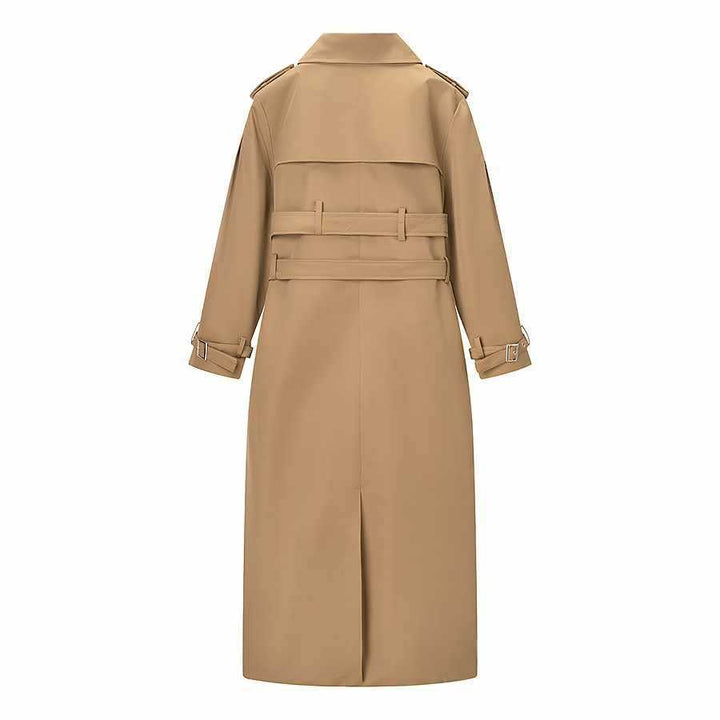 Damer elegant trenchcoat med midjeband och knappräkningsdetaljer Mirla-Eva Jonsson