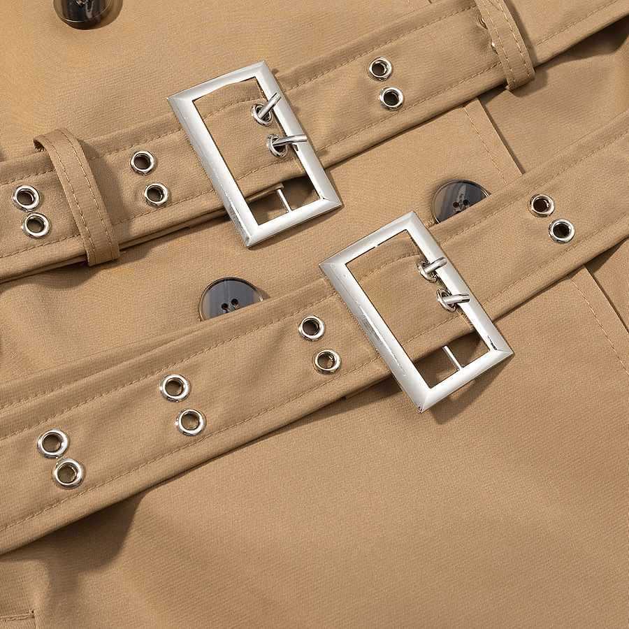 Damer elegant trenchcoat med midjeband och knappräkningsdetaljer Mirla-Eva Jonsson