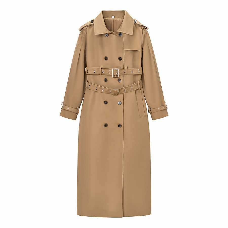 Damer elegant trenchcoat med midjeband och knappräkningsdetaljer Mirla-Eva Jonsson