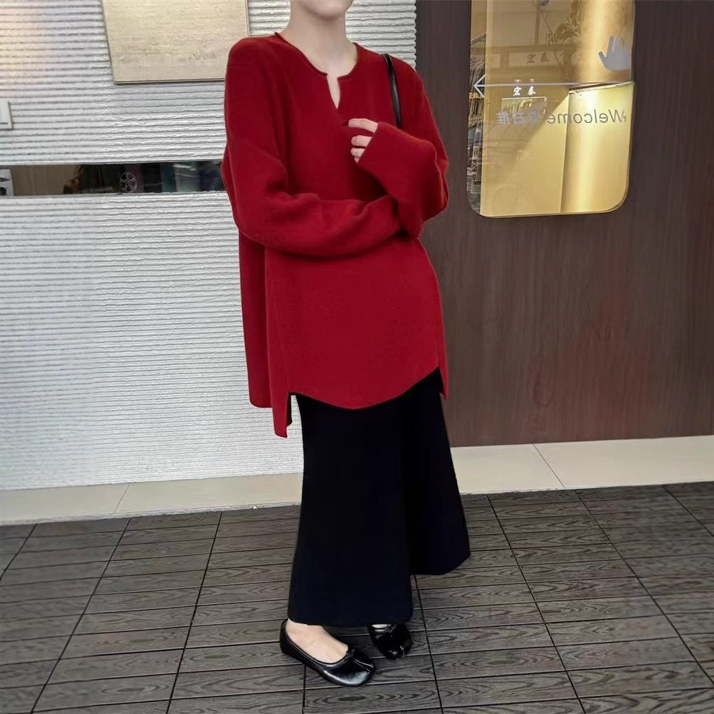 Damer elegant tröja med V-hals och långa ärmar Eva Jonsson-Eva Jonsson