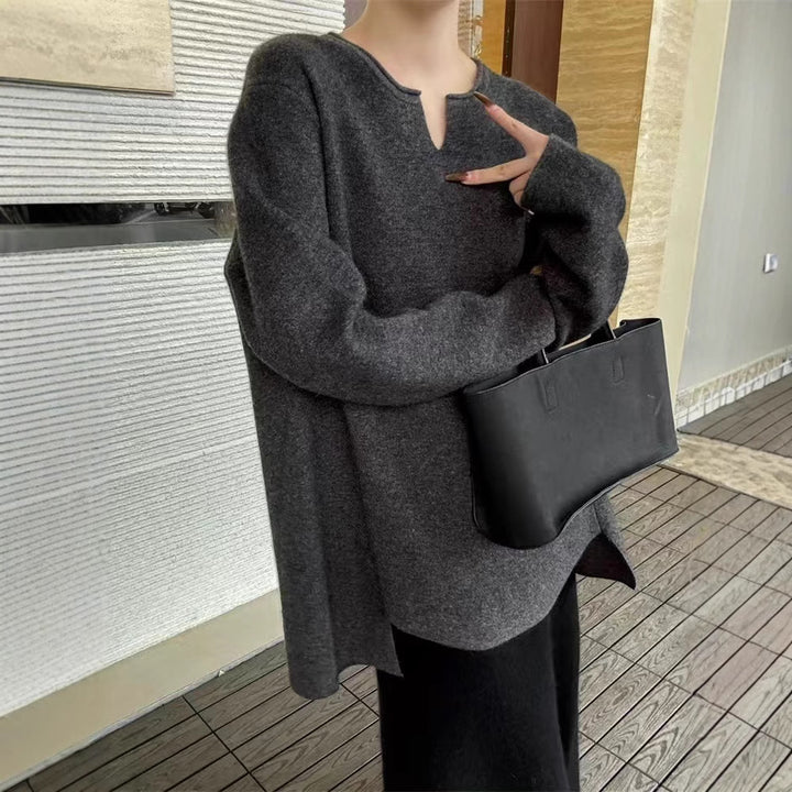 Damer elegant tröja med V-hals och långa ärmar Eva Jonsson-Eva Jonsson
