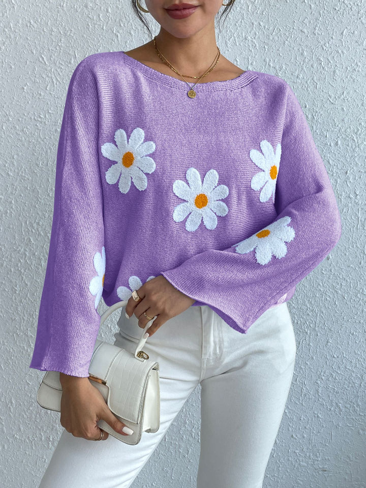 Damer elegant tröja med blommiga detaljer Mirla-Eva Jonsson