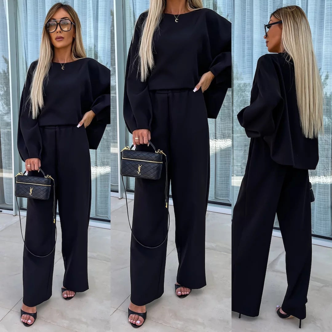 Damer elegant tvådelat set med vid topp och palazzo byxor Eva Jonsson-Eva Jonsson