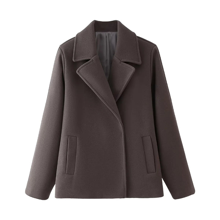 Damer elegant ull peacoat med djup krage och praktiska fickor Mirla-Eva Jonsson